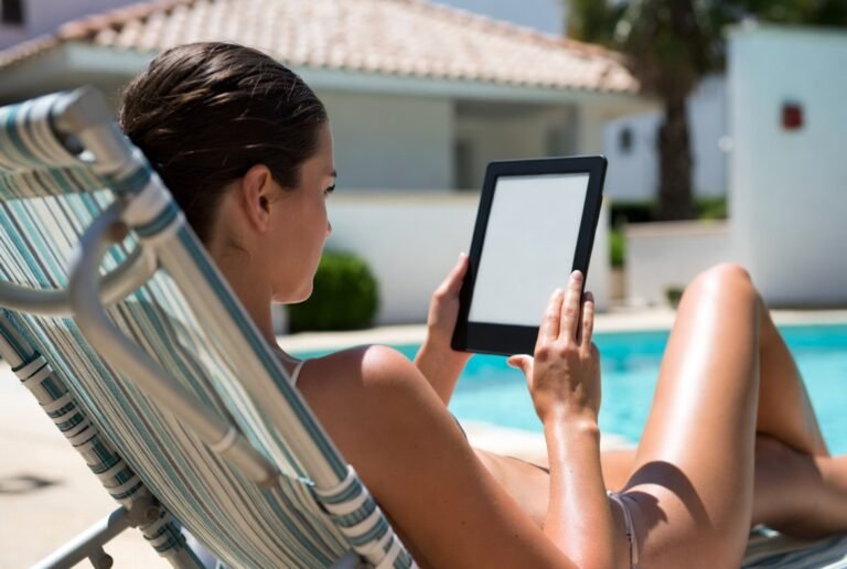 Vrouw leest op een e-reader
