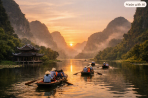 Ninh Binh, Trang An, Tam Coc, Mua Cave, scooter huren Ninh Binh, Sunnycars Vietnam, 12GO Vietnam, Ninh Binh route, Ninh Binh reistijd, Noord Vietnam reizen