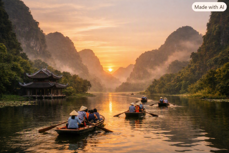 Ninh Binh, Trang An, Tam Coc, Mua Cave, scooter huren Ninh Binh, Sunnycars Vietnam, 12GO Vietnam, Ninh Binh route, Ninh Binh reistijd, Noord Vietnam reizen