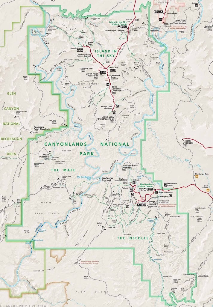 Officiële kaart van Canyonlands National Park