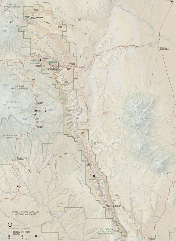 Officiele kaart van Capitol Reef National Park